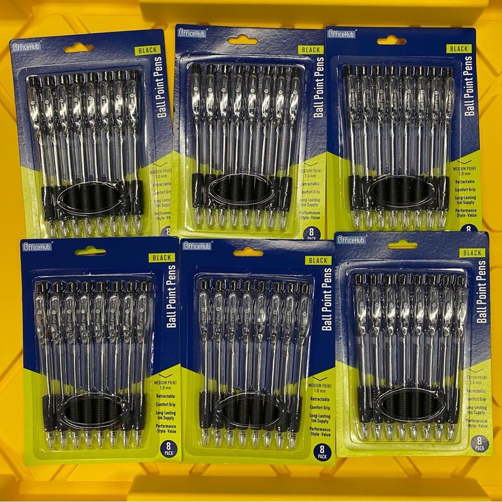 48 Ball point pens Black ink clip click Comfort Grip School Supplies ! NWT